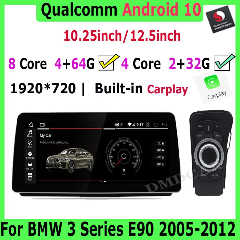 10.25&quot/12.5&quot Snapdragon Android 10 Car Multimedia Player Radio Video CarPlay for BMW 3 Series E90 E91 E92 E93 with Drive Knob |