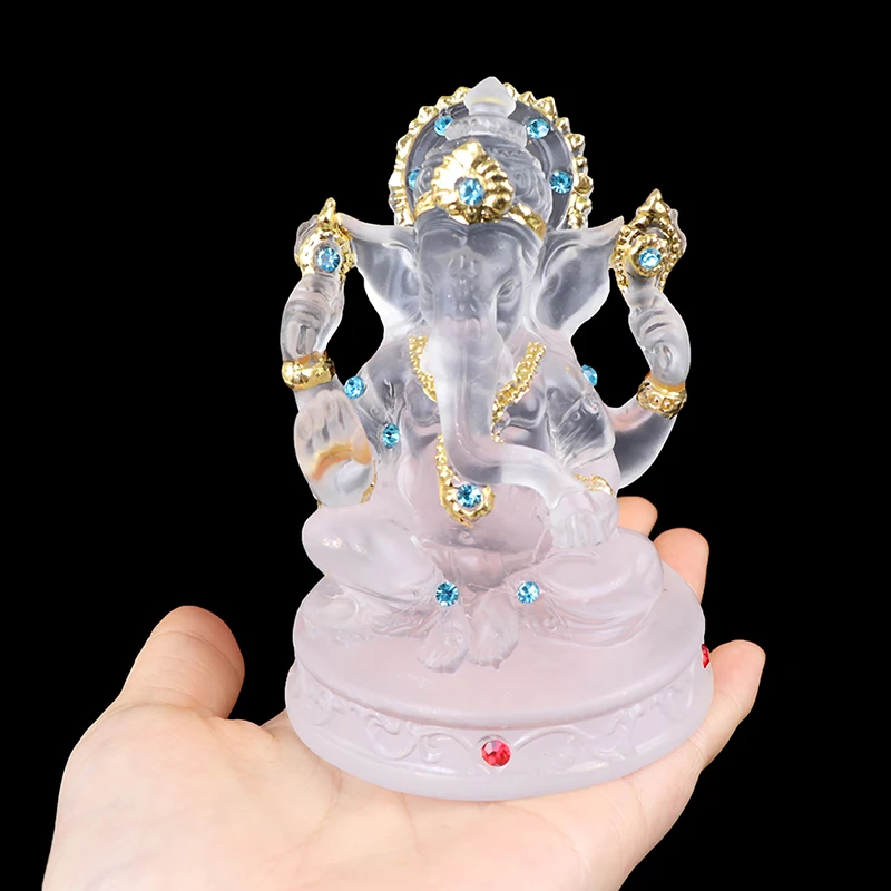 Miniature figurines Resin ornaments Resin crafts Resin crafts accessories Cat figurines Mini chicken ornament Ganesh Hindu Elephant God of Success Statue Resin Transparent Figurine Ornament