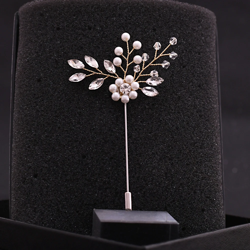 

TRiXY XZ09 Pearls Bridegroom Boutonniere Pearls Jewelry Silver Brooch Beaded Fashion Brooch Pin Women Girl Pearls Wedding Brooch
