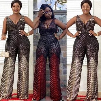 

Burgundy Jumpsuit Women Ready to Wear Party Sequin