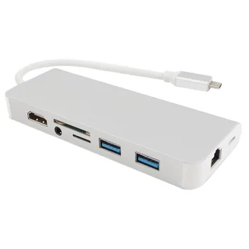 

USB Type C to HDMI VGA Gigabit Ethernet Lan RJ45 Adapter for Mac book Air / Pro USB C PD Charging Hub 6 in 1 Type-C Extender Doc
