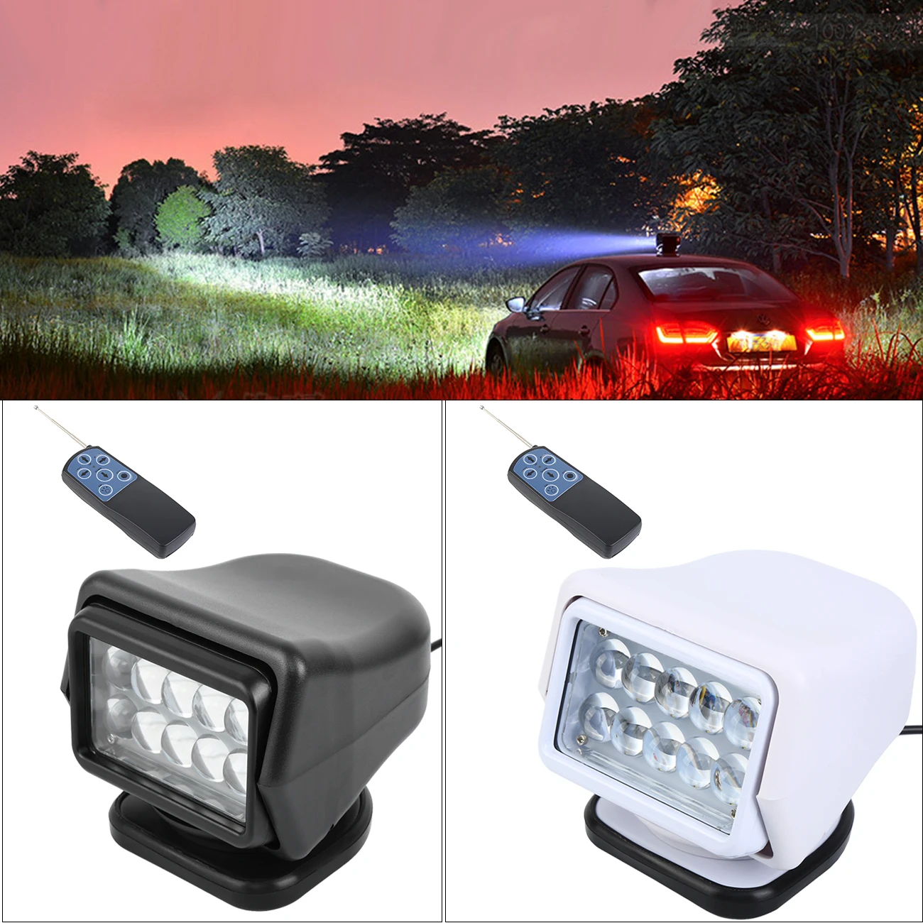 Samger 360 ° télécommande voiture recherche lumière 12V LED Worklight Camping lampe Base magnétique pour bateaux voiture véhicule hors route 1 pièces