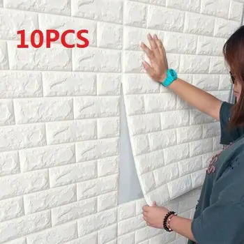 

3D Brick DIY Wall Sticker Self-adhesive Waterproof Panels Wallpaper Decal 3D Brick Pattern PE Foam Wall Sticker