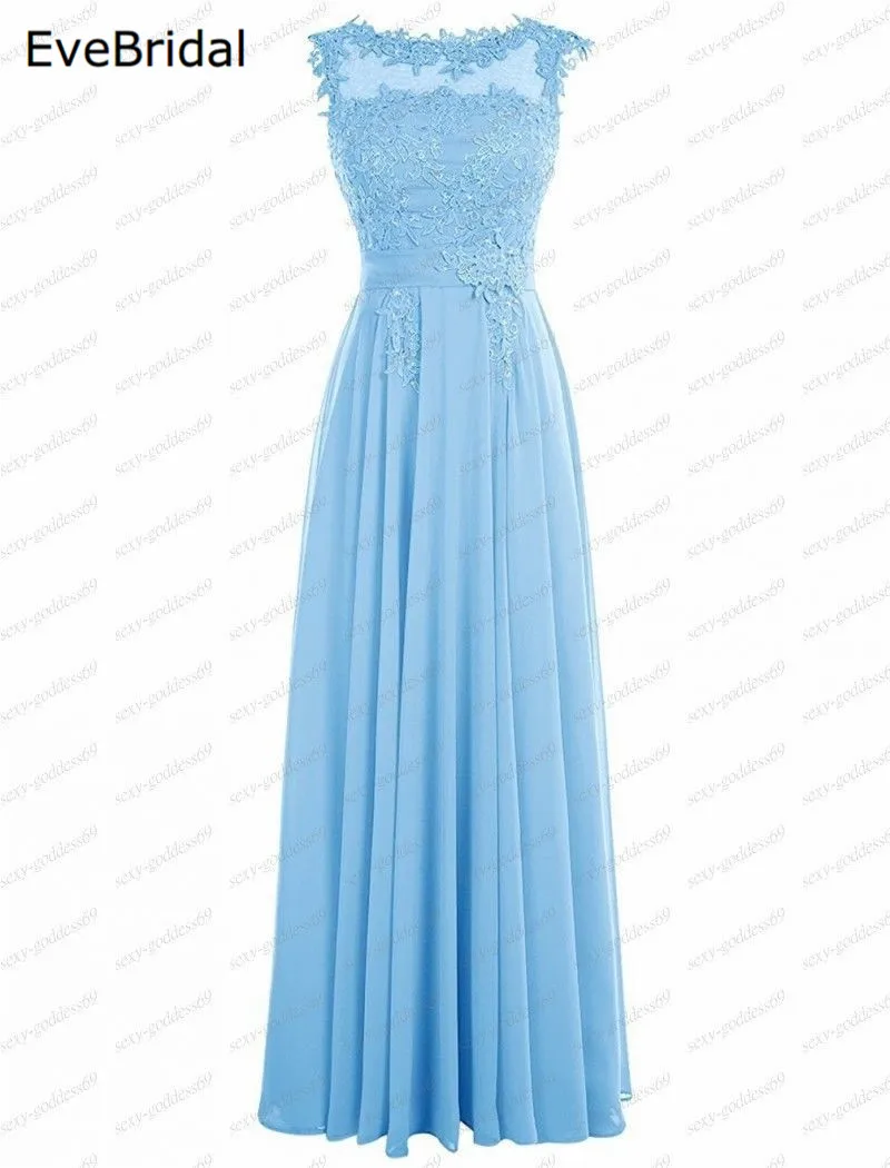 LIght blue 51 Трапециевидная шифоновая аппликация Бисероплетение, элегантное Недорогое Платье подружки невесты с открытыми плечами, платья для свадебной вечеринки, robe de soiree, на шнуровке - Цвет: LIght blue 51