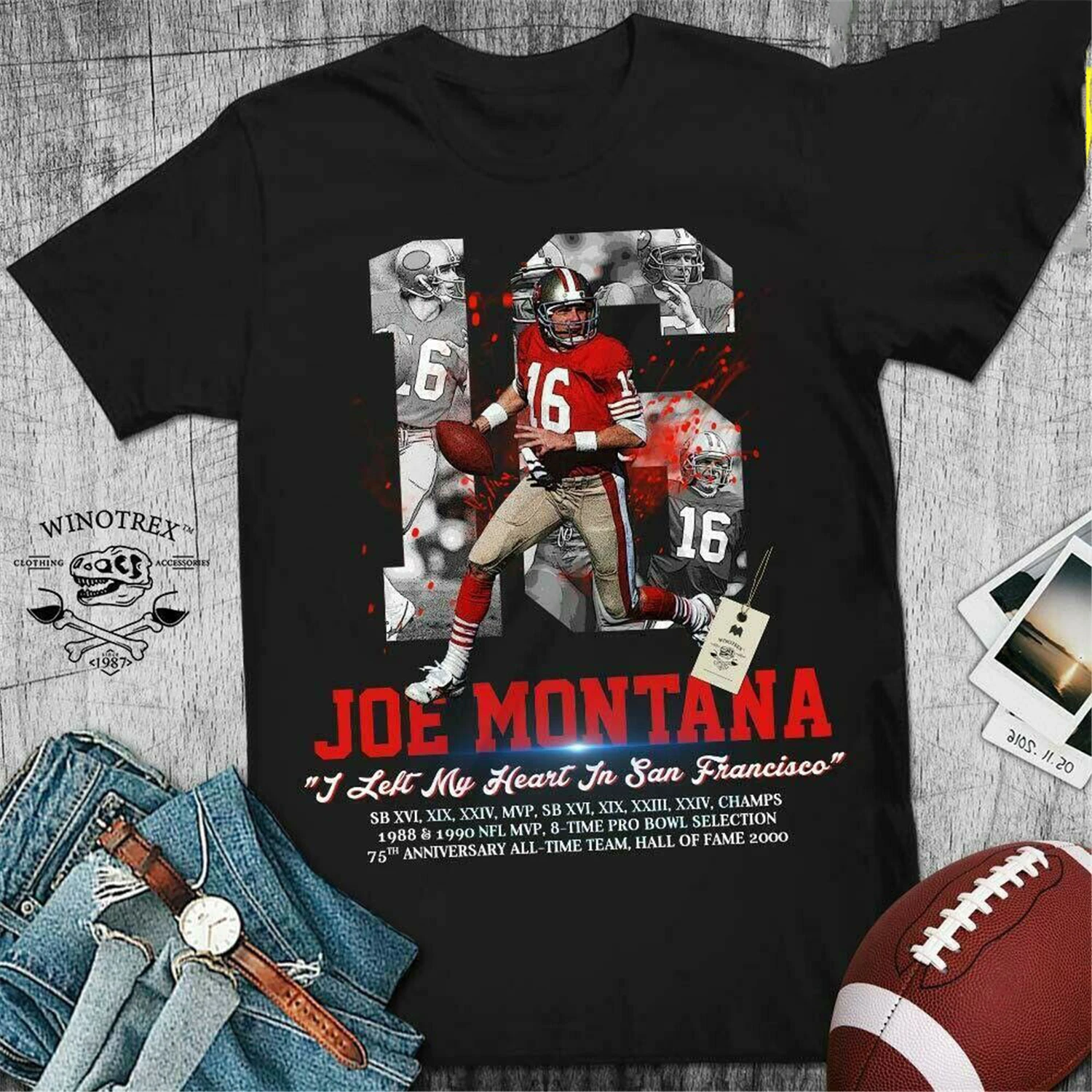 Футболка из джерси с надписью Joe-Монтана No. 16 ft My Heart In San Francisco Football Legend базовые