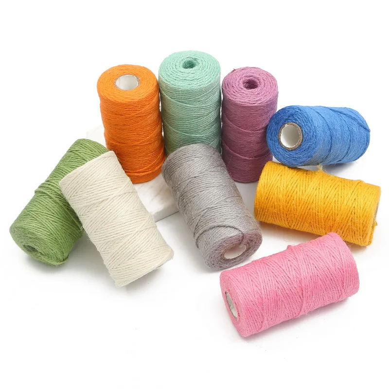 100% Natural linen twine rope 100m/roll macrame cords 3pcs/lot for handmade  packing DIY - AliExpress