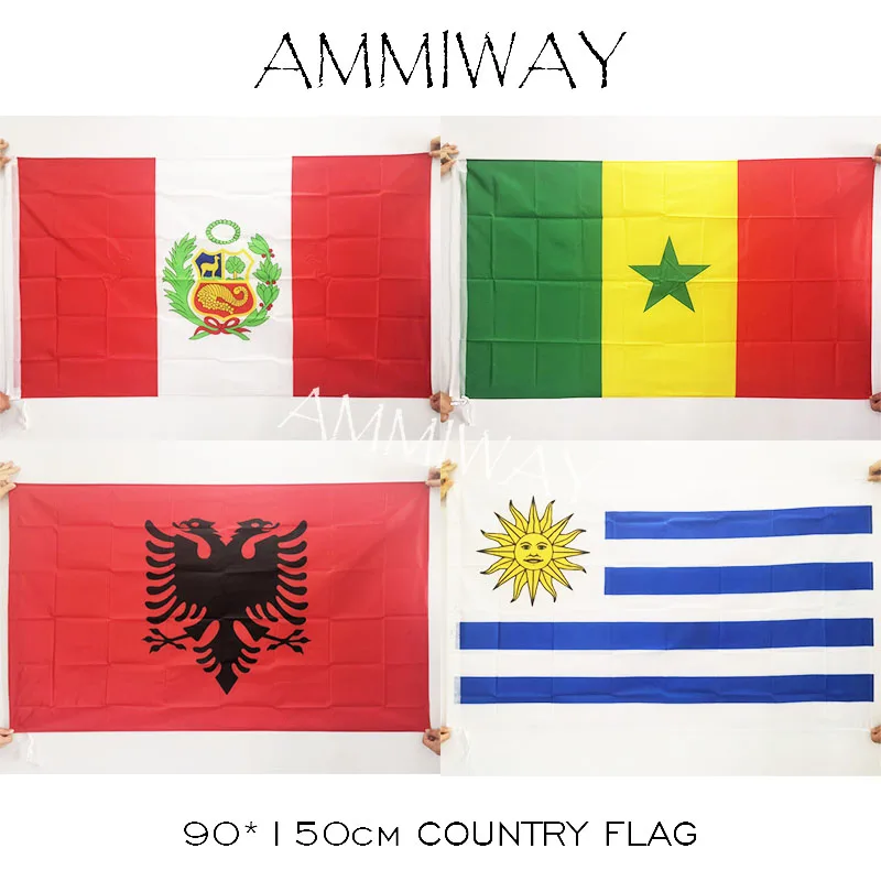 AMMIWAY 90*150 см 3x5 футов Перу сенегалы Албания Uruguay большие висячие испанские национальные флаги баннер для