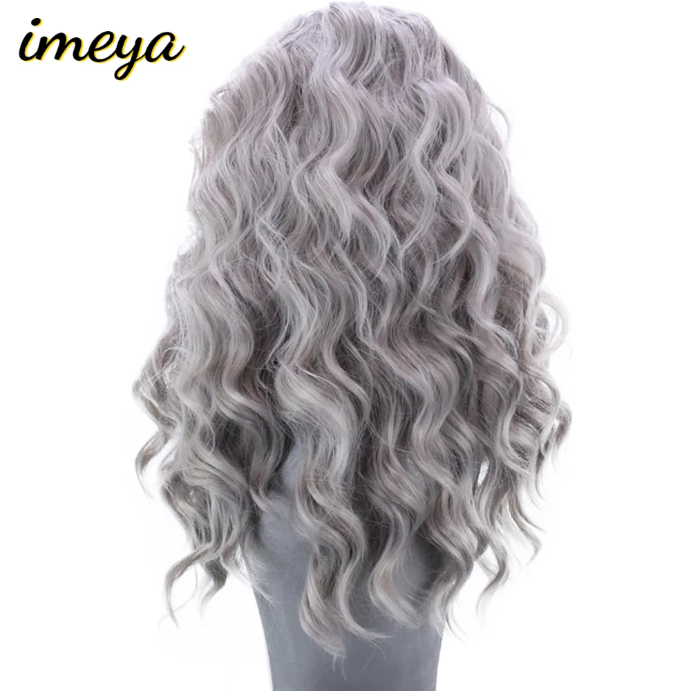 FANXITON Bouncy Curly Short Grey Wigs Synthetic High Temperature Fiber Hair Wig For Women Perucas Front Lace Hair Natural Part