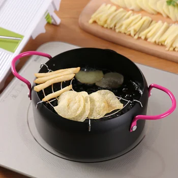 

Frying Pot Household Japanese Frying Pan Small Fryer Tempura Chicken Wings with Filter for Induction Cooker Gas Stove (As Shown)