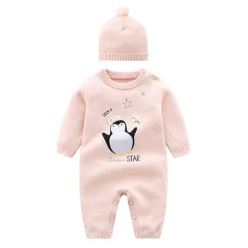 

Baby Rompers Winter Cotton Knitted Infant Baby Girl Boy Jumpsuits Outfits Autumn Long Sleeve Newborn Bebes Sweaters Clothes 2pcs
