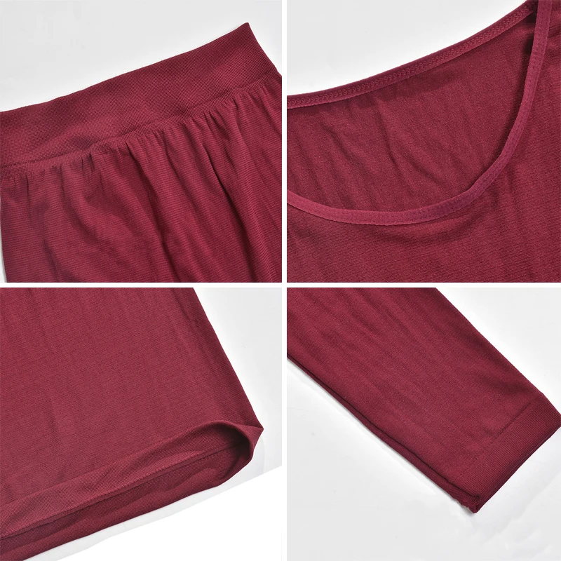 Queenral Women's Thermal Underwear Long Johns Thermo Lingerie Second Female Skin Ultra-thin Thermal Shirt Inner Wear For Women