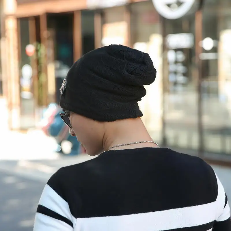 Новинка, Мужская зимняя шапка Кепка Skullies, зимние шапки для мужчин и женщин, шапка из искусственного меха, Теплые Мешковатые вязаные шапочки