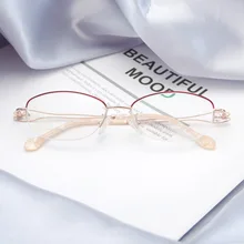 Бизнес половина оправа для очков Женская Чистая красная оправа для очков ультра-легкая оправа женские очки
