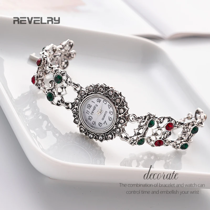 Luxury Brand Ladies Watches Women Antique Silver Bracelet Watch Fashion Casual Female Wristwatch Rhinestone Simple Jewelry