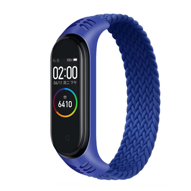 Nylon Braided Solo Loop for Xiaomi Mi band 5 6 Strap Bracelet belt Mi band 3 Miband 4 Wristband for xiaomi Mi band 7 5 watchband Blue