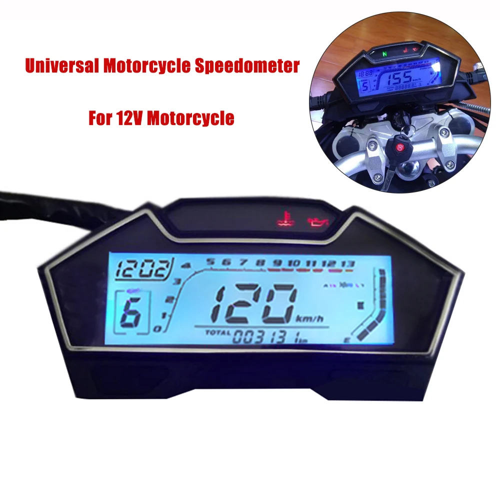 

Universal LCD Motorcycle Speedometer Odometer RPM Speed Fuel Gauge 199 Kph Mph DIY Speedometer