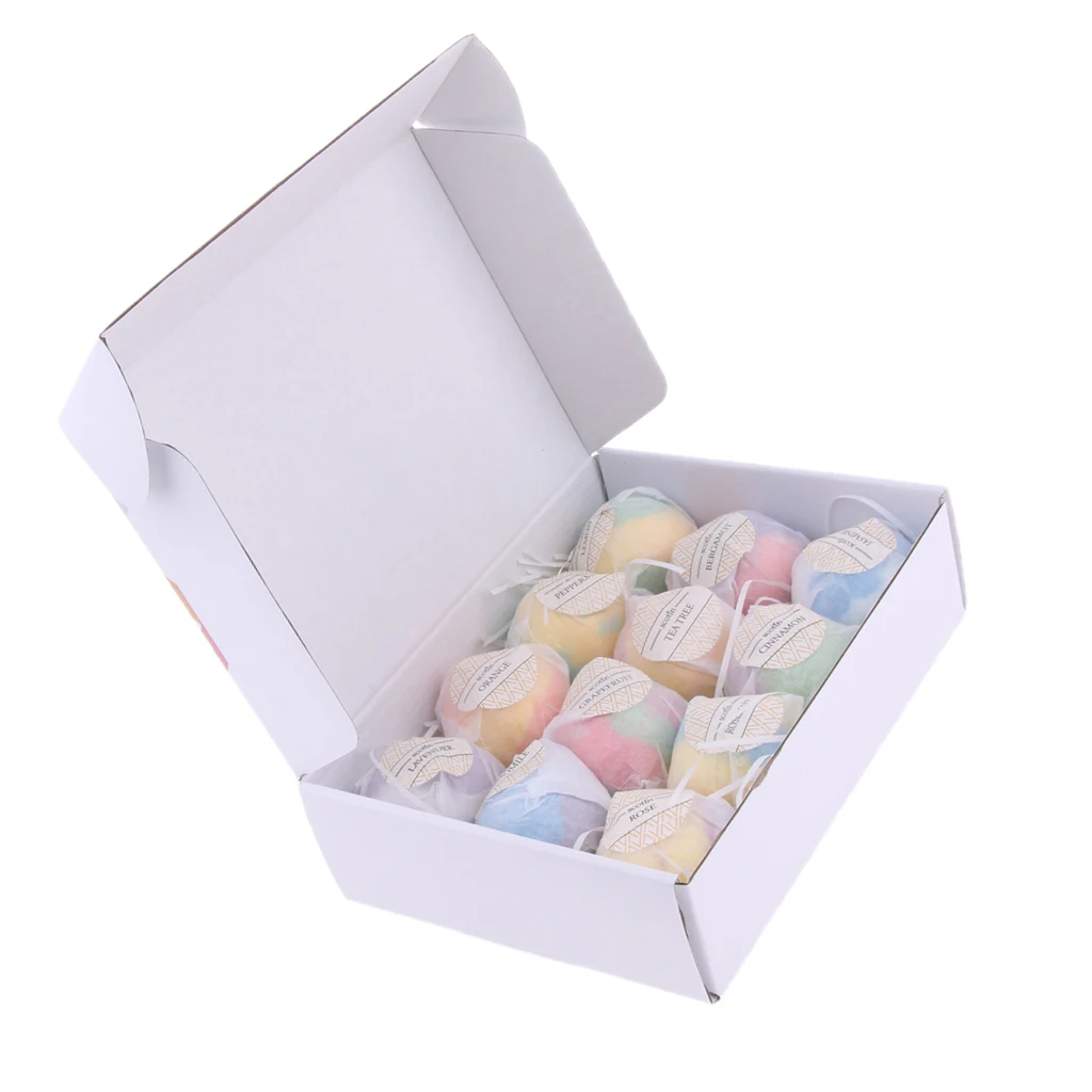 12pcs/Box Scented Bubble Bath Salt Essential Oils Bath Balls Set Kit for Women Men Children