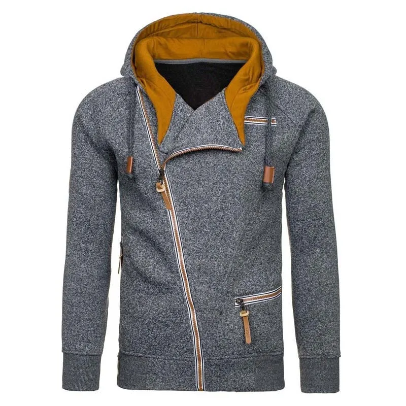 New Hoodie Men 2019 Spring Casual Solid Long Sleeve Mens Hoodies Sweatshirts Slim Zipper Hoody Sweatshirt Men Hooded Streetwear