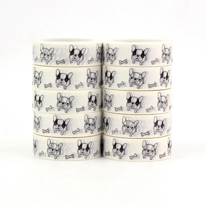 

10pcs/lot Cute Black and White Bulldog Washi Tapes for Scrapbooking Planner Adhesive Masking Tape Decorative Stationery