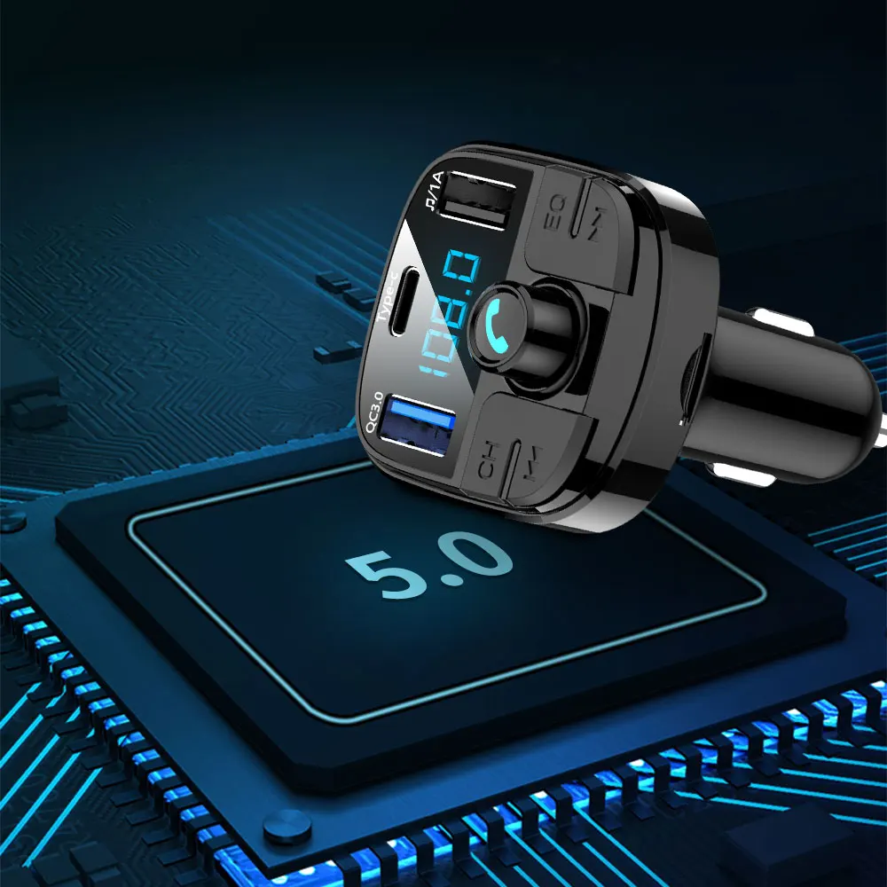 RAXFLY универсальная Быстрая зарядка 3,0 Bluetooth автомобильное зарядное устройство быстрое USB зарядное устройство для телефона fm-передатчик Зарядка для телефона в автомобиле