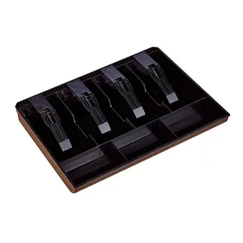 

Home Market Black Plastic Coin Money Storage Box Bill Cash Tray Organizer With 7 Slots 4 Removable Clips Supply