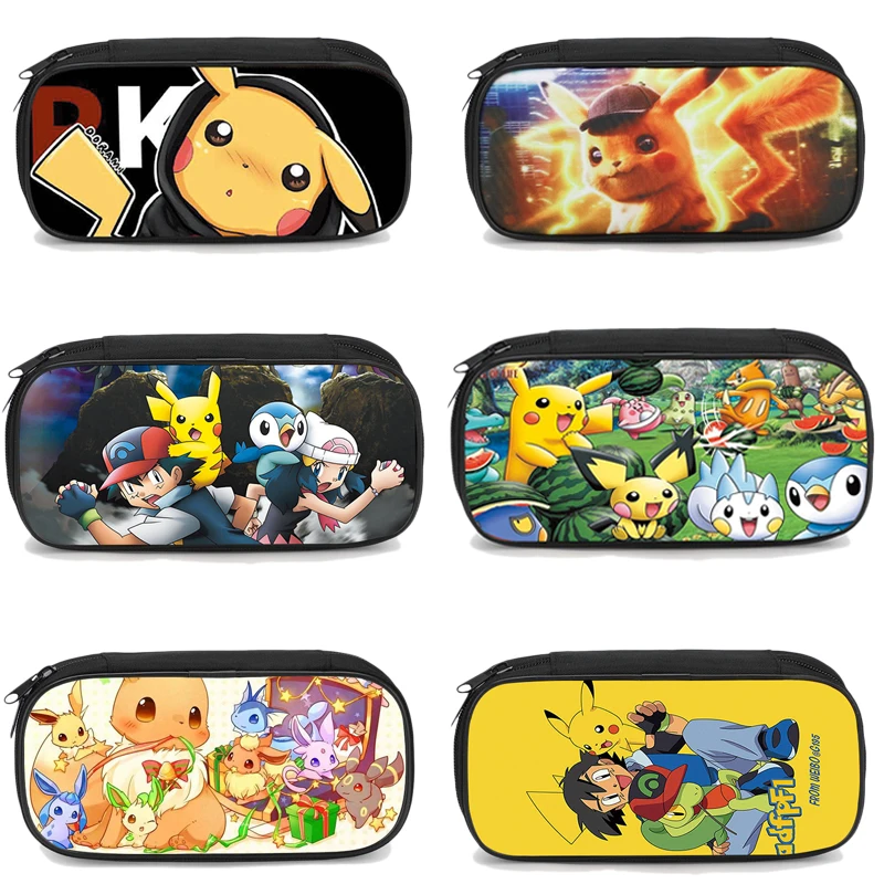 Пенал серии Pokemon Pikachu школьный Аниме Чехол для карандашей с героями мультфильмов