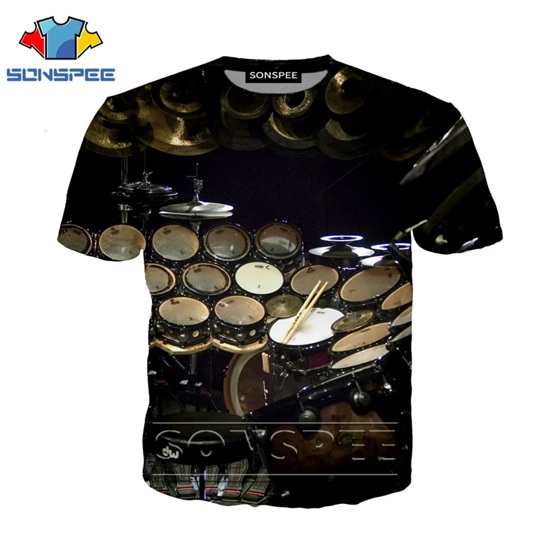 Anime 3d print funny music t shirt Men Women fashion t-shirt drum set sexy kids Harajuku top tee Funny shirts homme tshirt A48
