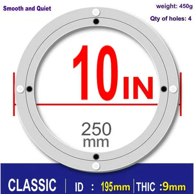 HQ 4-40INCH CLASSIC Thicken Aluminium Alloy Swivel Plate Lazy Susan Turntable Dining Table Swivel Plate for Kitchen Furniture 10INCH 25CM OD