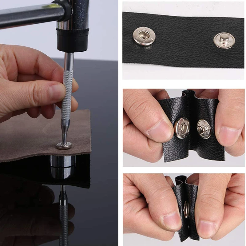 LMDZ Leather Snap Fasteners Kit Press Stud Metal Button Snaps with Hammer Installation Tools for DIY Leather Craft Project leather sewing tools leather hardware