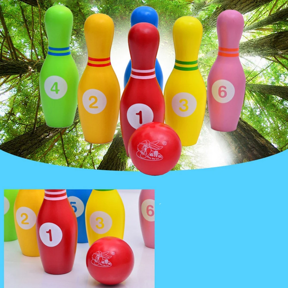 7 шт. кегли и мяч деревянная обучающая красочная игрушка для детей ясельного возраста