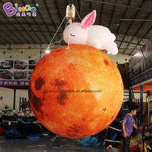 Коммерческий светодиодный светильник диаметром 2 м, надувная модель Луны и кролика, надувной подвесной шар, модель для демонстрации игрушек