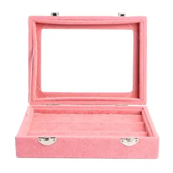 

Practical Velvet Earrings Ring Display Box Square Necklace Bracelet Container Jewelry Gift Case Organizer