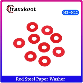 

100Pcs M2 M2.5 M3 M4 M5 M6 M8 M10 M12 M16 Steel Pad Insulation Washers Red Steel Paper Meson Gasket Spacer Insulating Spacers