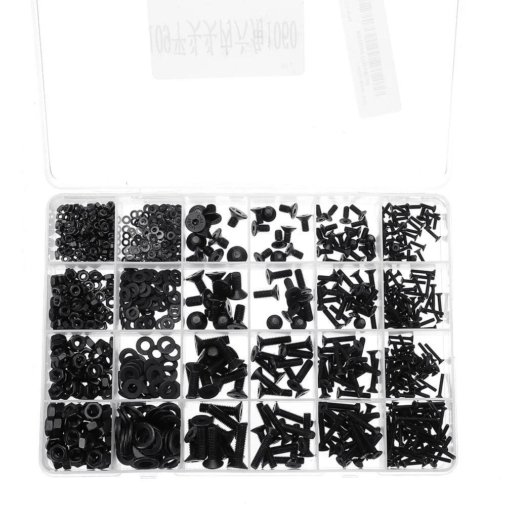 

Suleve MXCH10 1060Pcs M2 M3 M4 M5 Carbon Steel Flat Head Countersunk Hex Socket Screw Hex Screw Metric 10.9 Grade Screws Nuts