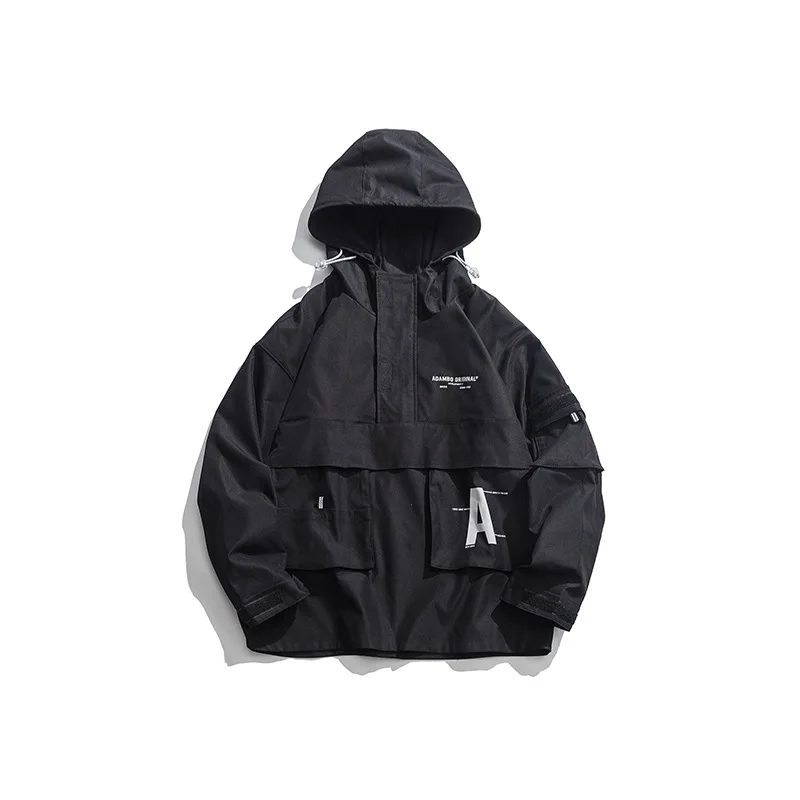 

2019 New Style Europe And America Dark of MEN'S Coat Autumn And Winter Hooded Raincoat Jacket Loose-Fit Pullover MEN'S Jacket