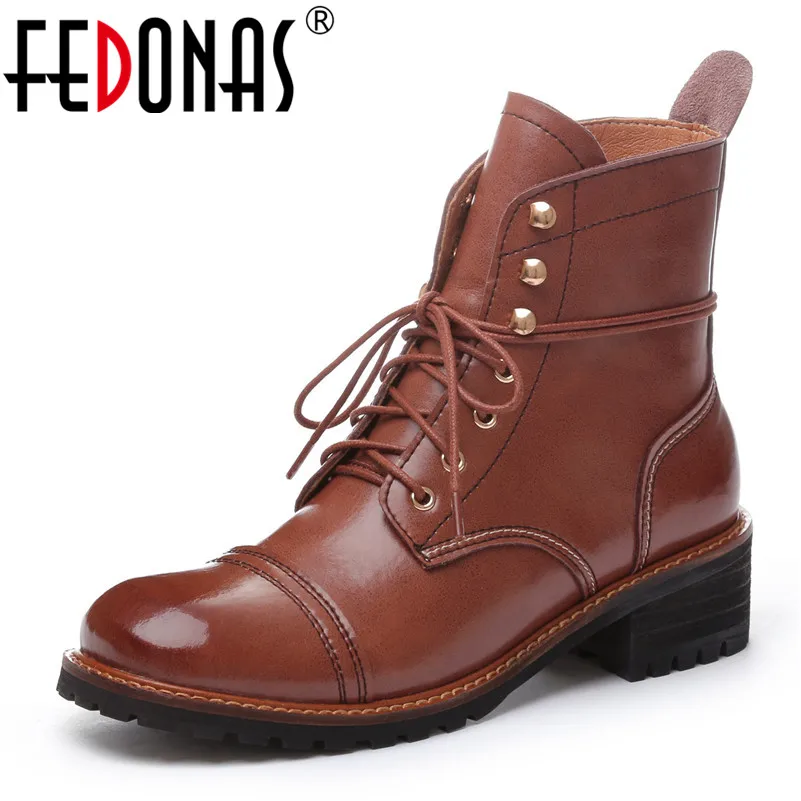 FEDONAS/качественные удобные женские ботильоны из овечьей кожи брендовые зимние