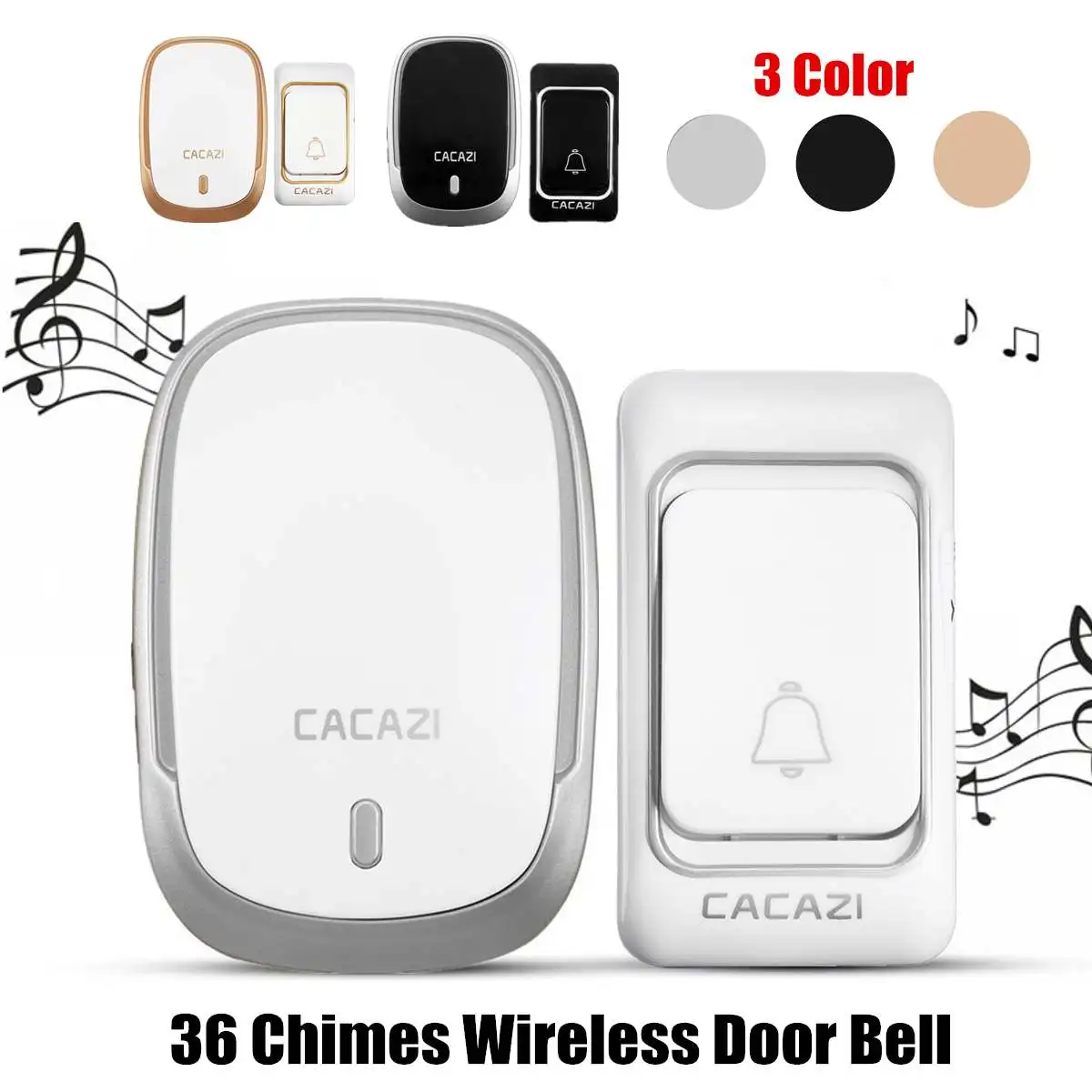 

Wireless Door Bell Waterproof Doorbell 300M Remote 36 Ringtones 4-level Optional Volume Doorbell Adjustment Easy Install
