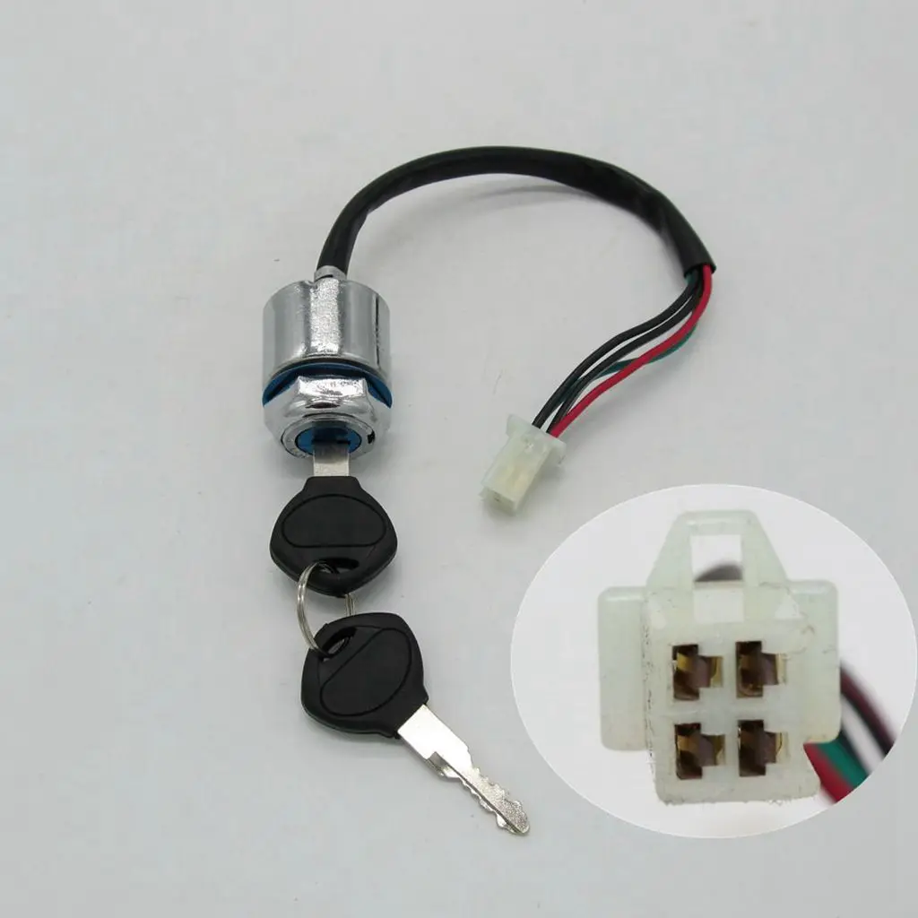 4-Wire 4-Pin Ignition Key Start Switch Assembly for Go Kart ATV Quad Dirt Bike Scooter