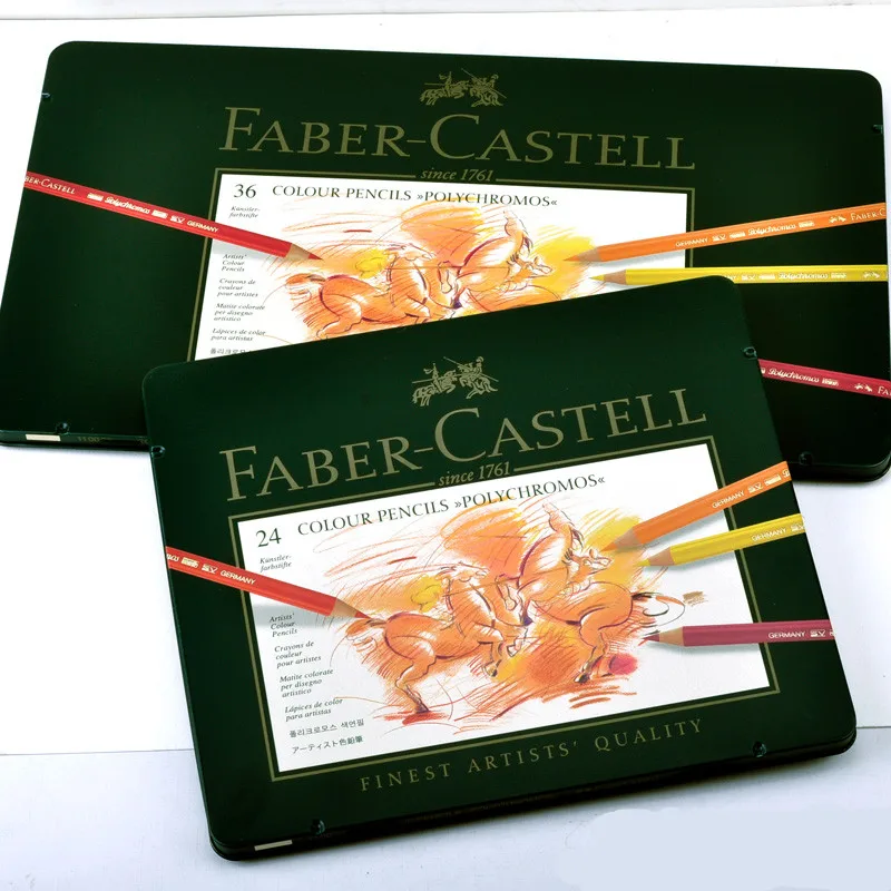 Faber Castell зеленая жестяная коробка цветной карандаш для художников из полихромоса