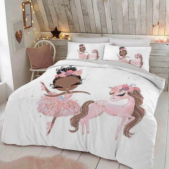 Encantadora princesa edredón juego de cama 135X200 juego de funda nórdica para niñas cama edredón funda de cama nórdica 150 ropa de cama de tamaño doble|Juegos de ropa de cama| -