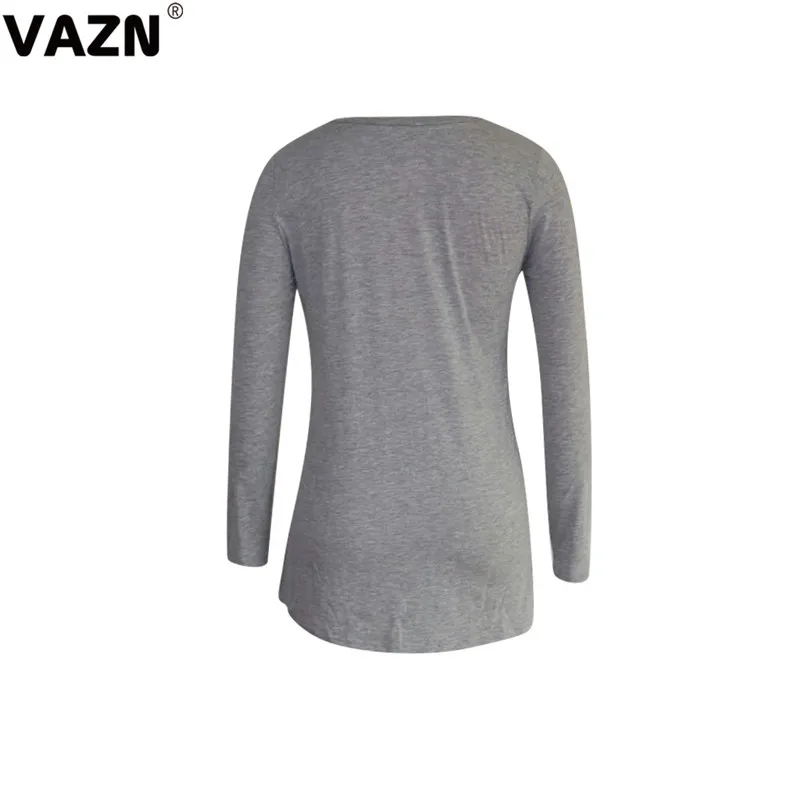 VAZN, серый цвет,, в стиле панк, свободная, однотонная, популярная, для девушек, v-образный вырез, элегантная, офисная, для женщин, Сексуальная футболка, тройники с длинным рукавом