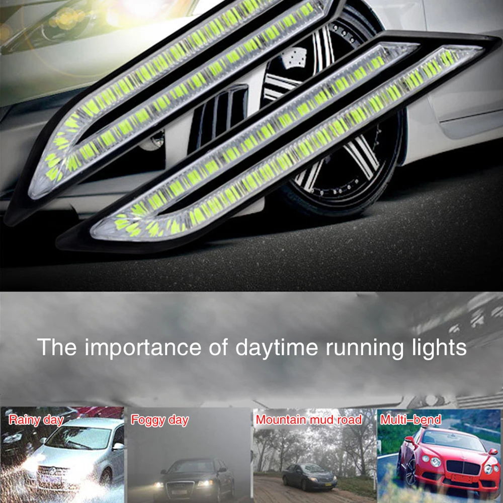 Изменение автомобильные дневные ходовые огни автомобиля SMD Led DRL 7030 12V 5 цветов дневной светильник светодиодной ленты стороны лезвия светильник заднего бампера светильник ts, комплект из 2 предметов