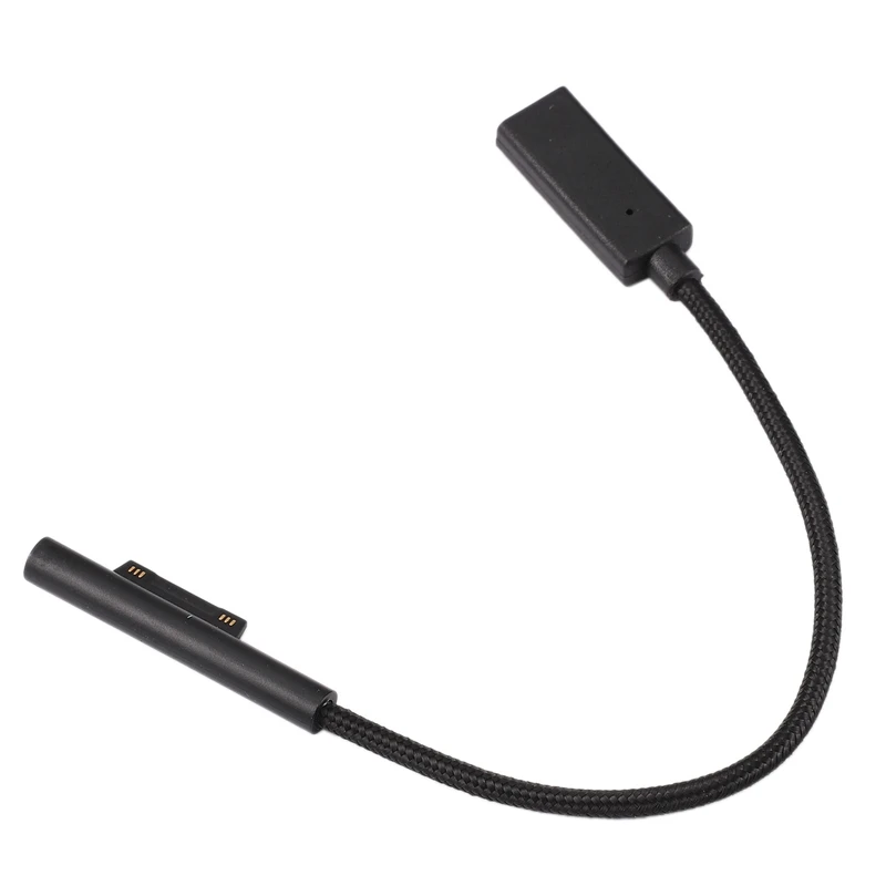 USB кабель с нейлоновой оплеткой 0,2 M женский USB-C зарядный кабель для Microsoft Surface Pro 6/5/4/3 Поверхность ноутбука 1/2, 45Вт 15В PD кабель для зарядки