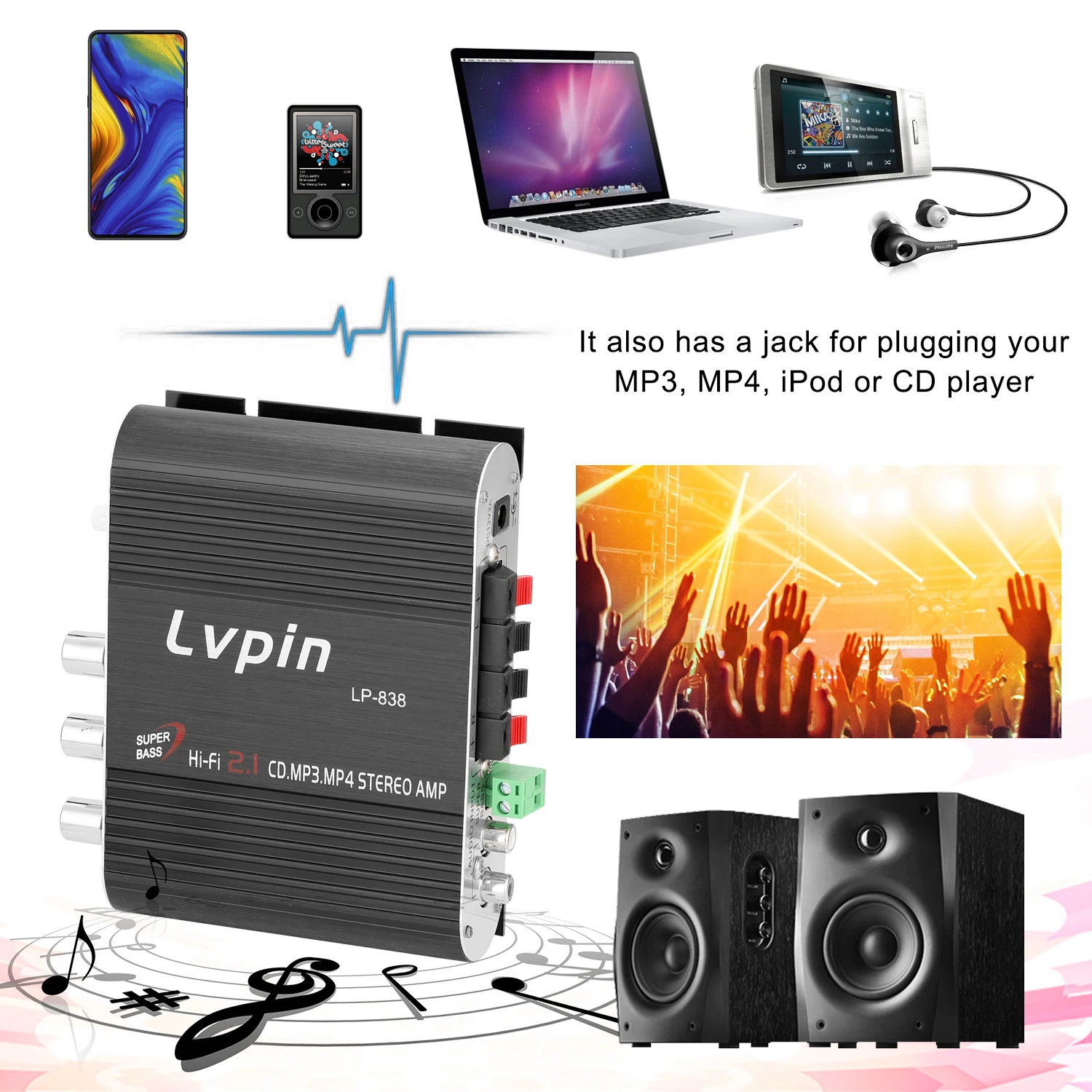 Мини HIFI аудио стерео усилитель мощности сабвуфер автомобильные аксессуары MP3