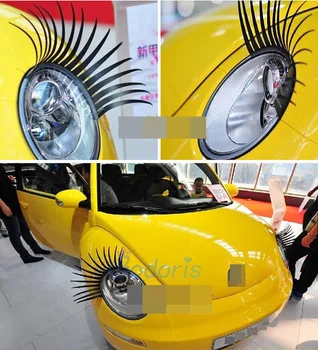 

For Volkswagen VW Beetle Fashion Headlight Charming Black False Eyelashes Sticker Auto Fake Eye Lashes Car Styling Accessories