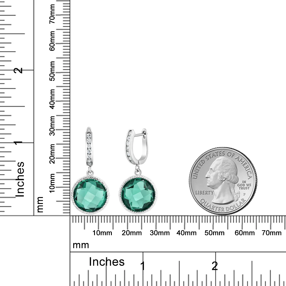 GemStoneKing 12 5 cttw круглые шахматные зеленые нано параибы висячие серьги из
