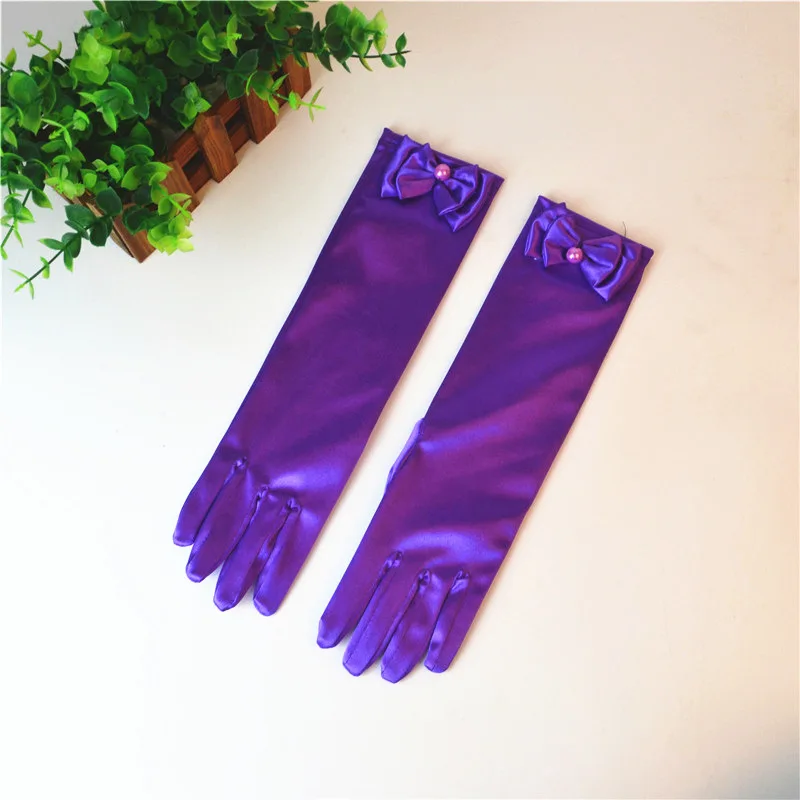 Purple Новинка, женские атласные перчатки для девочек, Короткие наручные перчатки, готический костюм в стиле панк-рок, модные вечерние желтые перчатки на весь палец, ST265 - Цвет: Purple