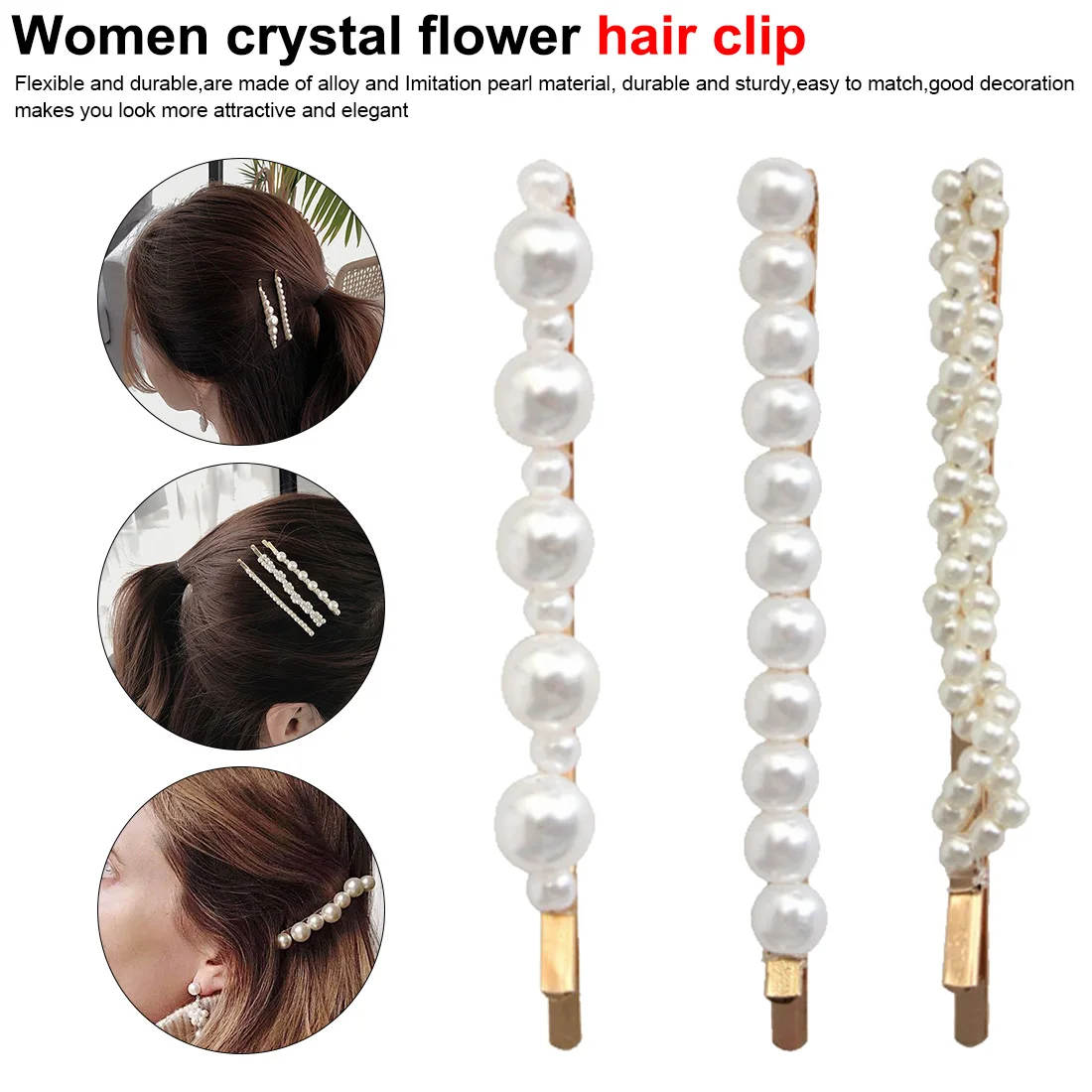 

Woman Elegant Geometric Pearl Hairpins Korean Style Hair Clips Alloy Barrettes Girls Hair Accessories Hair Grips Headwear