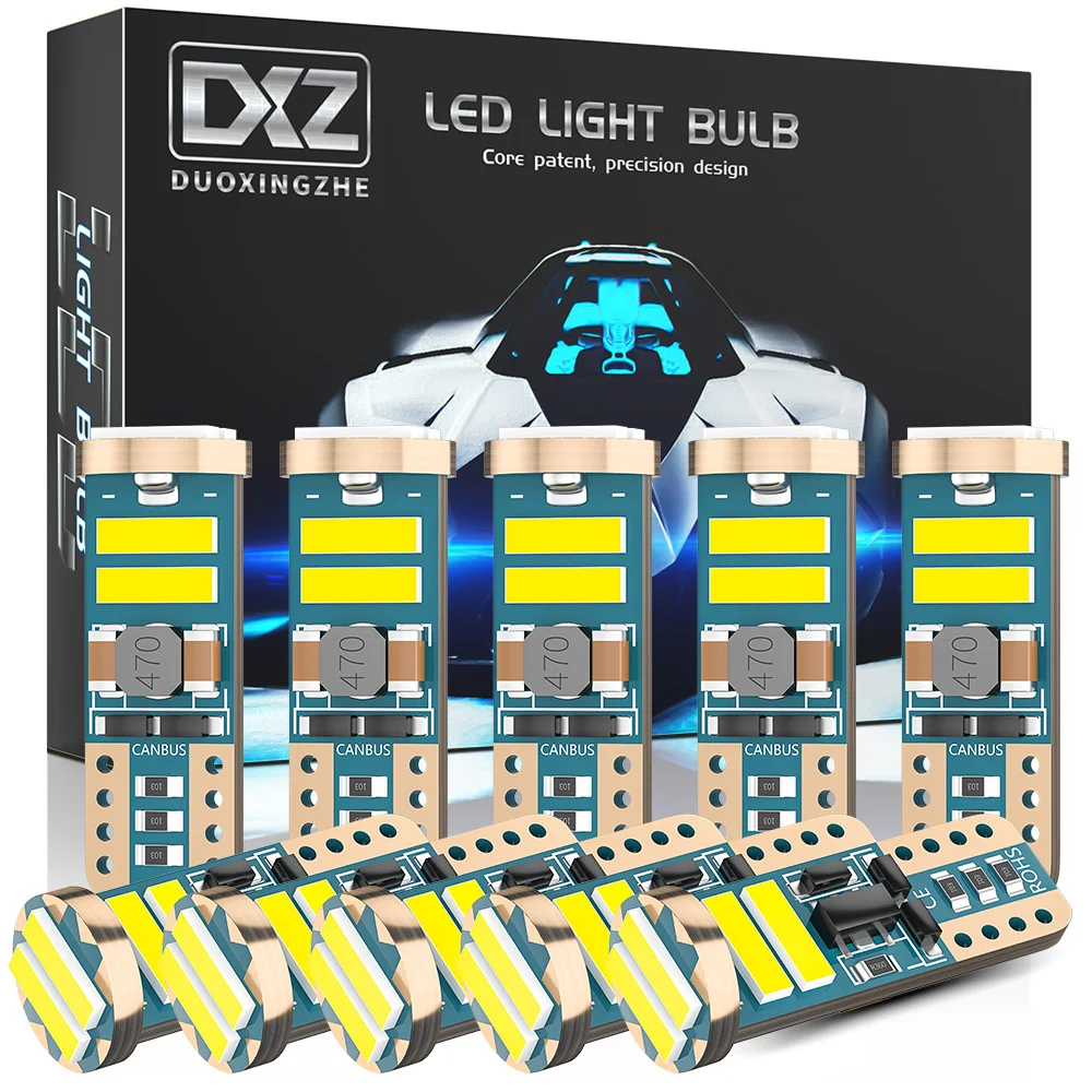 Светодиодные лампы DXZ T10 W5W 10 шт. 6 SMD Canbus 168 194 6000K 12 В белые автомобильные для салона