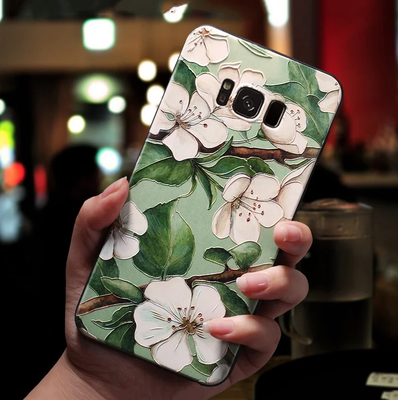 Floral Relief Soft Silicone Back Cover - Elegant Protective Phone Case
